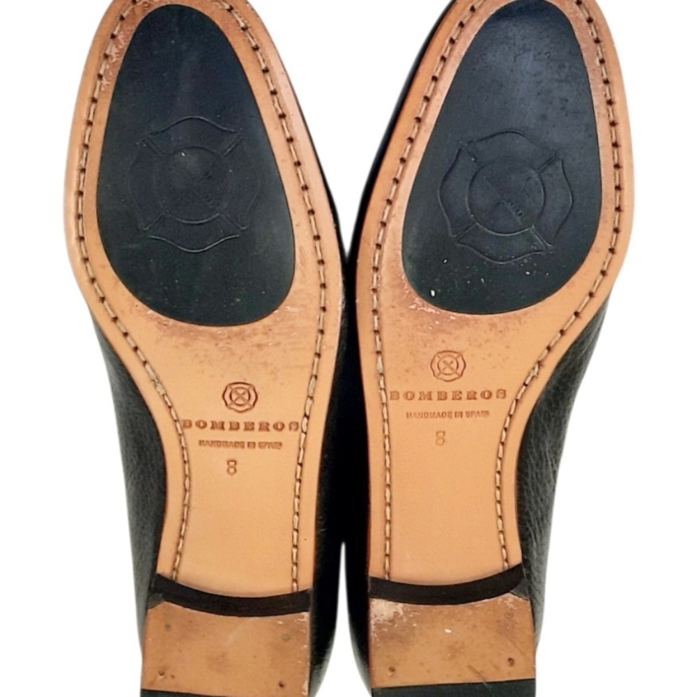Bomberos LA REINA Black Pebbled Leather Loafers. Made In Spain Womens Size 8 - Picture 6 of 6